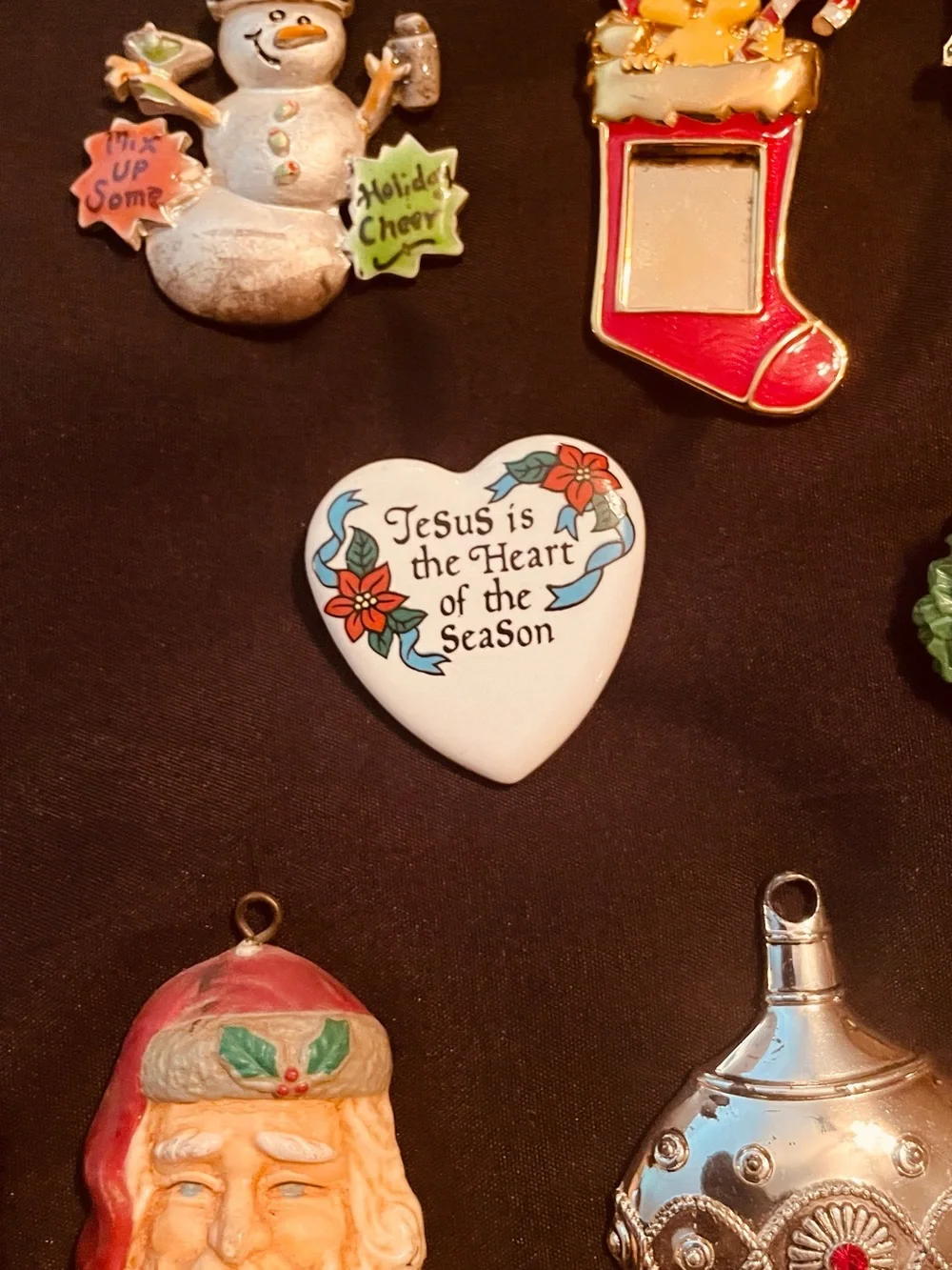 Kids Holiday Charm Pendants & Pins, Red, Green, White, Silver